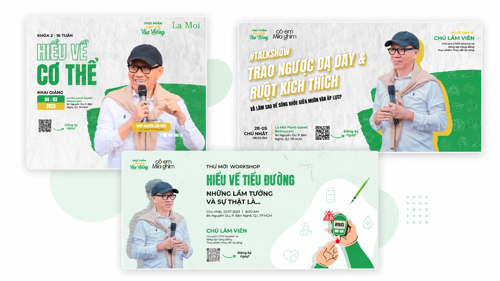 Workshop banner designs for Lá Moi events